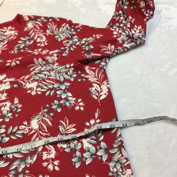 NWT Charter Club Pajama Top XL Womens Red Floral Long Sleeve Button Front V-neck - Picture 9 of 15